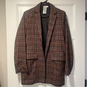 Sadie & Sage Plaid Blazer - Red and Brown